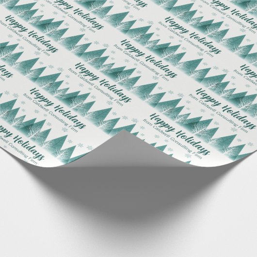 Elegant Green Forest Custom Company Prettige feest Cadeaupapier (Hoek)