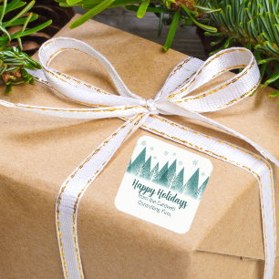 Elegant Green Forest Custom Company Prettige feest Vierkante Sticker