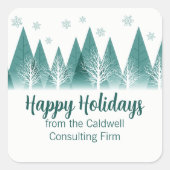 Elegant Green Forest Custom Company Prettige feest Vierkante Sticker (Voorkant)