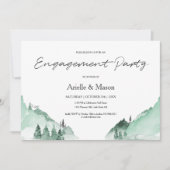 Elegant Green Forest Mountains Engagement Party Kaart (Voorkant)