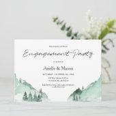 Elegant Green Forest Mountains Engagement Party Kaart (Staand voorkant)