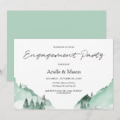 Elegant Green Forest Mountains Engagement Party Kaart (Voorkant / Achterkant)