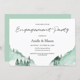 Elegant Green Forest Mountains Engagement Party Kaart