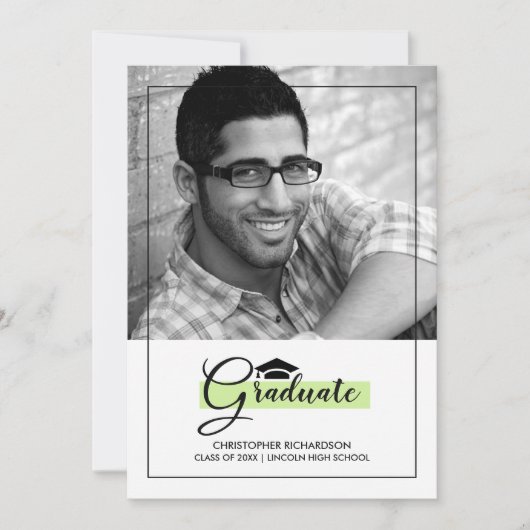 Elegant Green | Fotokaarten van de Black Gradupart Kaart (Voorkant)