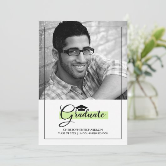 Elegant Green | Fotokaarten van de Black Gradupart Kaart (Staand voorkant)