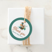 Elegant Green Framed Mallard Duck Baby shower Bedankjes Labels (In situ)