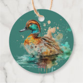 Elegant Green Framed Mallard Duck Baby shower Bedankjes Labels (Achterkant)