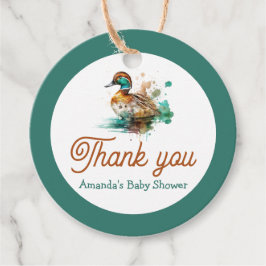 Elegant Green Framed Mallard Duck Baby shower Bedankjes Labels