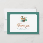 Elegant Green Framed Mallard Duck Baby shower Bedankkaart (Voorkant)