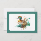 Elegant Green Framed Mallard Duck Baby shower Bedankkaart (Achterkant)