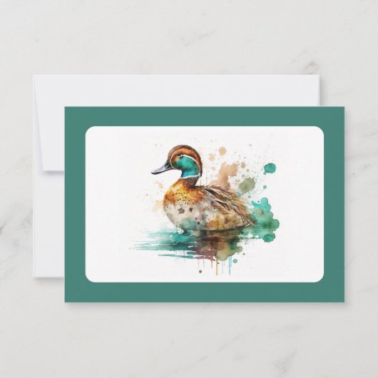 Elegant Green Framed Mallard Duck Baby shower Bedankkaart (Achterkant)
