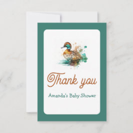 Elegant Green Framed Mallard Duck Baby shower Bedankkaart