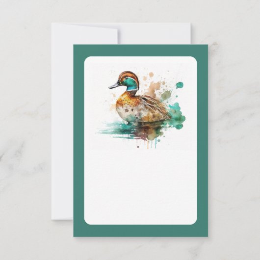 Elegant Green Framed Mallard Duck Baby shower Bedankkaart (Achterkant)