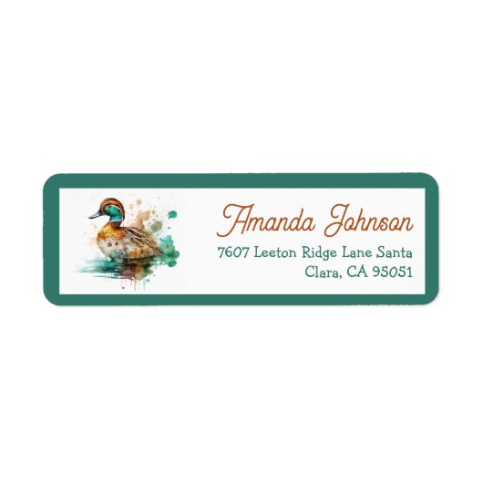 Elegant Green Framed Mallard Duck Baby shower Etiket (Voorkant)