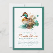 Elegant Green Framed Mallard Duck Baby shower Kaart (Voorkant)