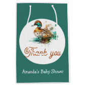 Elegant Green Framed Mallard Duck Baby shower Medium Cadeauzakje (Voorkant)
