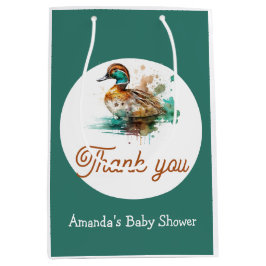 Elegant Green Framed Mallard Duck Baby shower Medium Cadeauzakje
