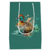 Elegant Green Framed Mallard Duck Baby shower Medium Cadeauzakje (Achterkant)