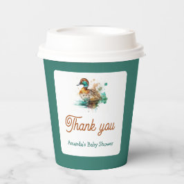 Elegant Green Framed Mallard Duck Baby shower Papieren Bekers