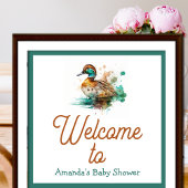 Elegant Green Framed Mallard Duck Baby shower Perfect Poster