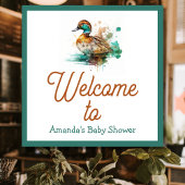 Elegant Green Framed Mallard Duck Baby shower Perfect Poster