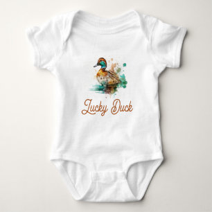 Elegant Green Framed Mallard Duck Baby shower Romper
