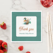 Elegant Green Framed Mallard Duck Baby shower Servet (Insitu)