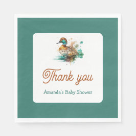 Elegant Green Framed Mallard Duck Baby shower Servet