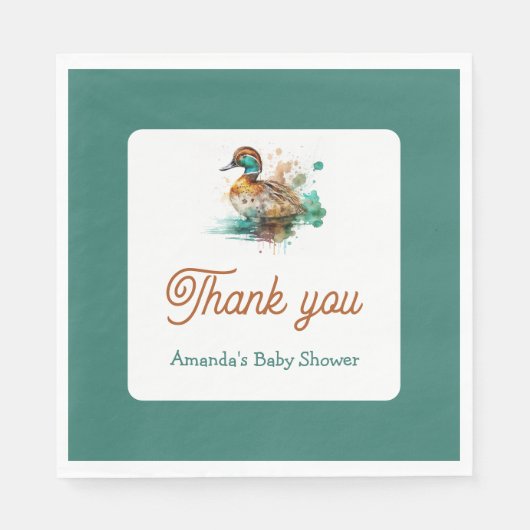 Elegant Green Framed Mallard Duck Baby shower Servet (Voorkant)