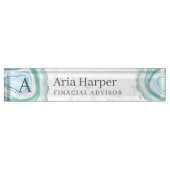 Elegant Green Geode Gold Glitter Agate Monogram Naambordje (Voorkant)