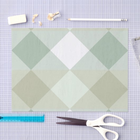 Elegant Green Geometric Diamond Pattern Decoupage Tissuepapier (Craft)