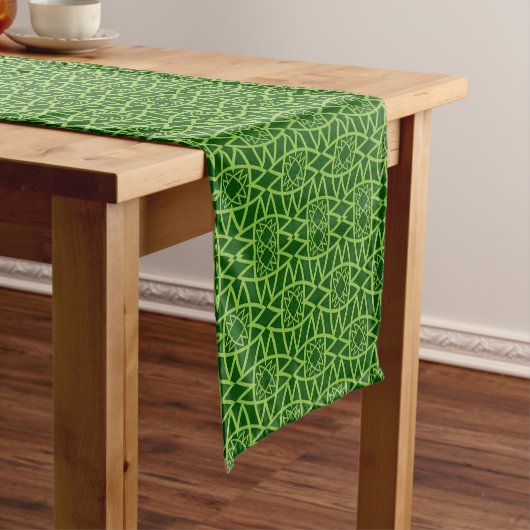  Elegant Green Geometric Patterns Korte Tafelloper (Voorbeeld)