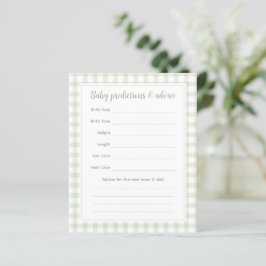 Elegant Green Gingham Baby shower Guessing spel