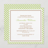 Elegant Green Gingham Pattern Baby shower Kaart (Voorkant / Achterkant)