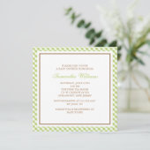 Elegant Green Gingham Pattern Baby shower Kaart (Staand voorkant)