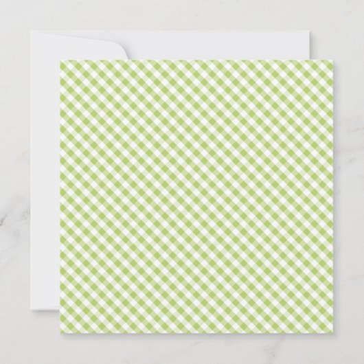 Elegant Green Gingham Pattern Baby shower Kaart (Achterkant)