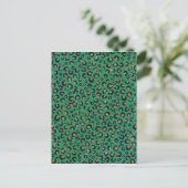 Elegant Green Glitter Black Gold Leopard Print Feestdagenkaart (Staand voorkant)