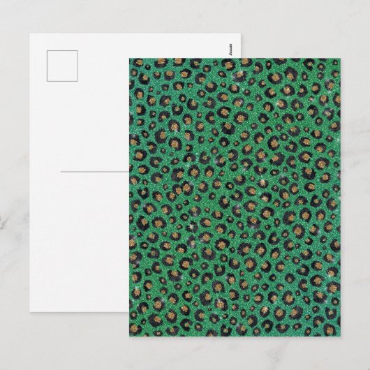 Elegant Green Glitter Black Gold Leopard Print Feestdagenkaart (Voorkant / Achterkant)