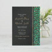 Elegant Green Glitter Black Gold Leopard Print Kaart (Staand voorkant)