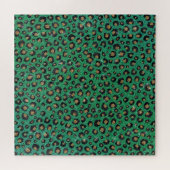 Elegant Green Glitter Black Gold Leopard Print Legpuzzel (Horizontaal)