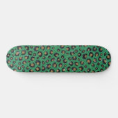 Elegant Green Glitter Black Gold Leopard Print Persoonlijk Skateboard (Horizontaal)