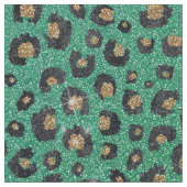 Elegant Green Glitter Black Gold Leopard Print Stof (Close Up)