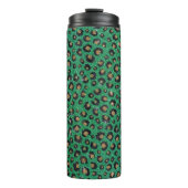 Elegant Green Glitter Black Gold Leopard Print Thermosbeker (Voorkant)