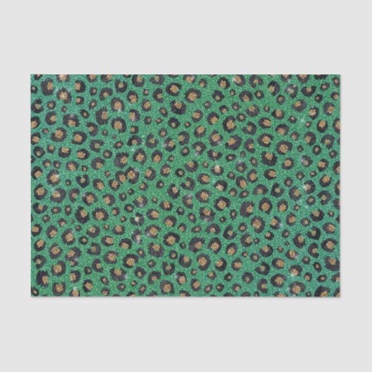 Elegant Green Glitter Black Gold Leopard Print Tissuepapier (Voorkant)