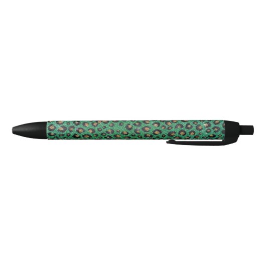 Elegant Green Glitter Black Gold Leopard Print Zwarte Inkt Pen (Bodem)