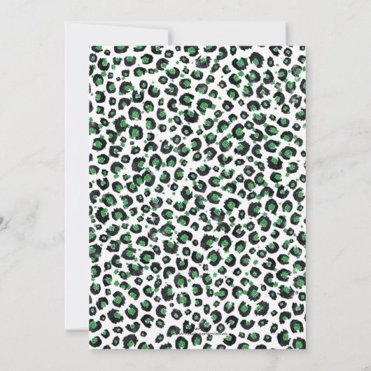 Elegant Green Glitter Black Leopard Animal Print (Achterkant)