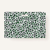 Elegant Green Glitter Black Leopard Animal Print Badge (Achterkant)