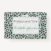 Elegant Green Glitter Black Leopard Animal Print Badge (Voorkant)