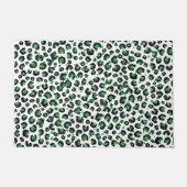 Elegant Green Glitter Black Leopard Animal Print Deurmat (Voorkant)
