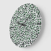 Elegant Green Glitter Black Leopard Animal Print Grote Klok (Hoek)